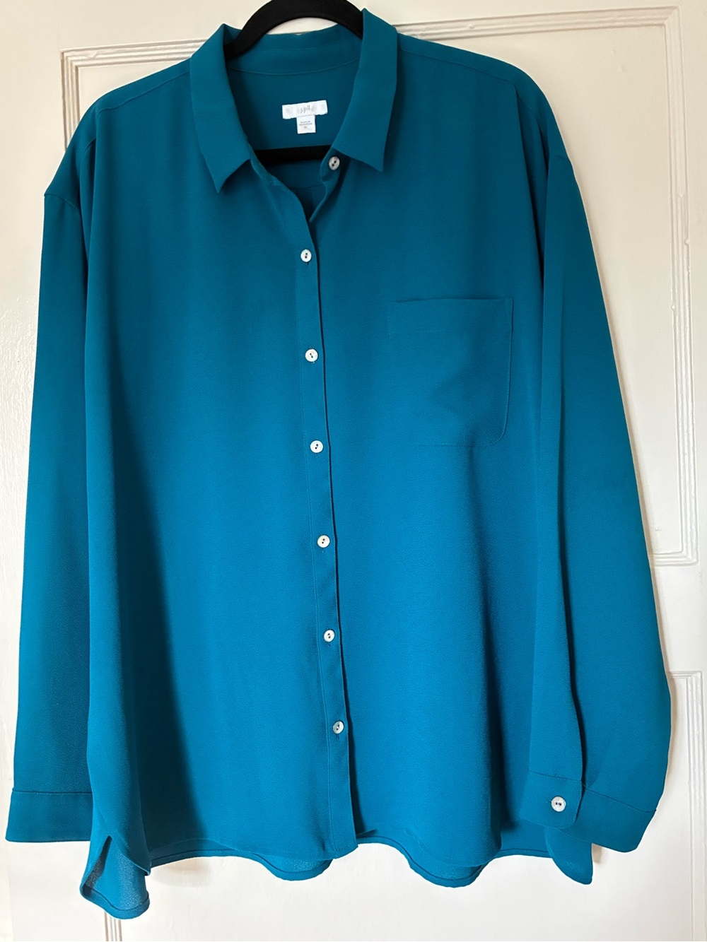 J. Jill Teal Long-Sleeve Button Front Blouse